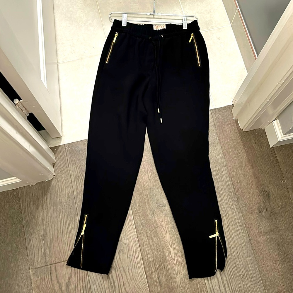 Michael Kors black joggers with gold hardware size 0